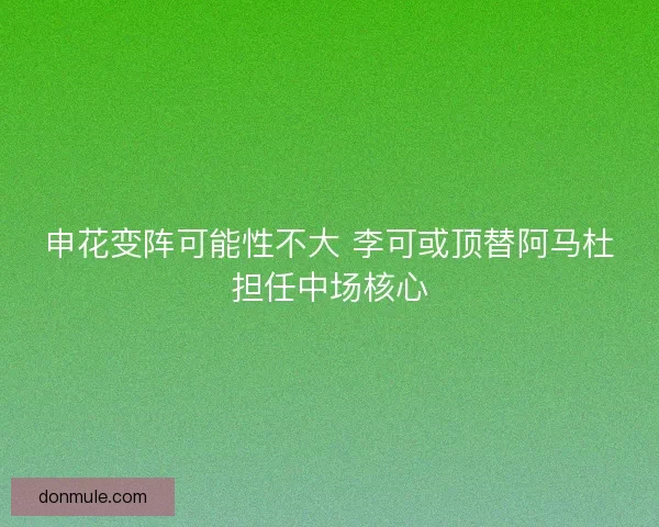 申花变阵可能性不大 李可或顶替阿马杜担任中场核心 申花变阵可能性不大 李可或顶替阿马杜担任中场核心