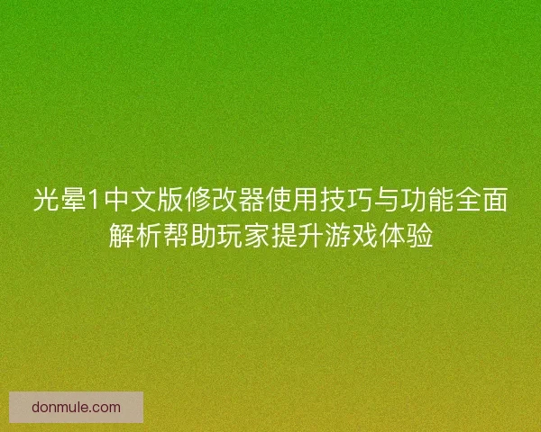 光晕1中文版修改器使用技巧与功能全面解析帮助玩家提升游戏体验