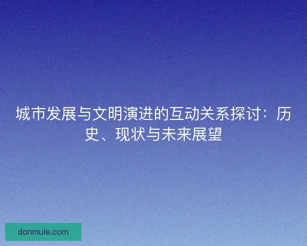 城市发展与文明演进的互动关系探讨：历史、现状与未来展望