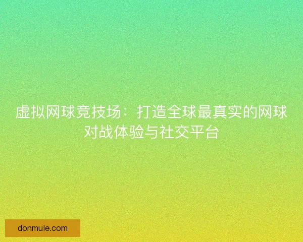 虚拟网球竞技场：打造全球最真实的网球对战体验与社交平台