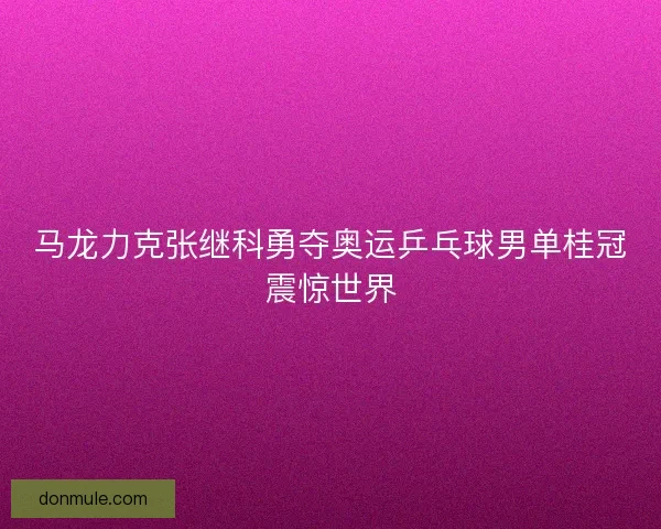 马龙力克张继科勇夺奥运乒乓球男单桂冠震惊世界