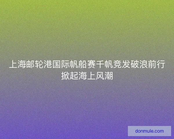 上海邮轮港国际帆船赛千帆竞发破浪前行掀起海上风潮