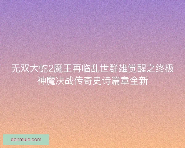 无双大蛇2魔王再临乱世群雄觉醒之终极神魔决战传奇史诗篇章全新 无双大蛇2魔王再临乱世群雄觉醒之终极神魔决战传奇史诗篇章全新