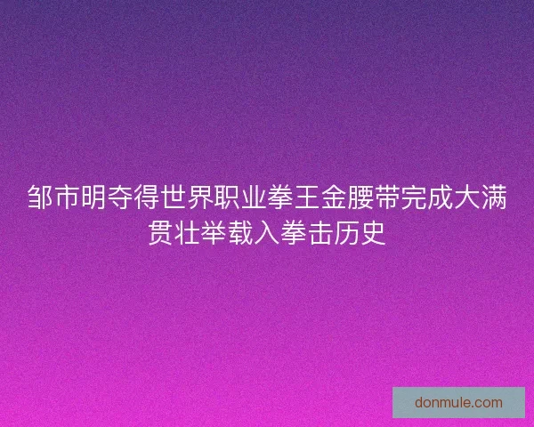 邹市明夺得世界职业拳王金腰带完成大满贯壮举载入拳击历史 邹市明夺得世界职业拳王金腰带完成大满贯壮举载入拳击历史