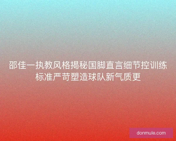 邵佳一执教风格揭秘国脚直言细节控训练标准严苛塑造球队新气质更