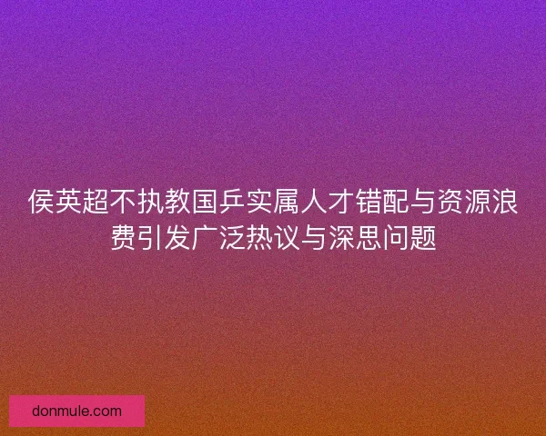 侯英超不执教国乒实属人才错配与资源浪费引发广泛热议与深思问题